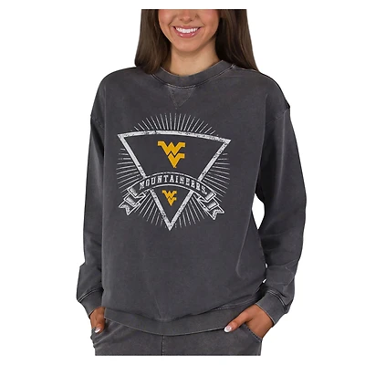 Women's Concepts Sport Charcoal West Virginia Mountaineers Boxy Mist French Terry Long Sleeve Top