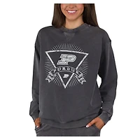 Women's Concepts Sport Charcoal Purdue Boilermakers Boxy Mist French Terry Long Sleeve Top