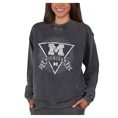 Women's Concepts Sport Charcoal Michigan Boxy Mist French Terry Long Sleeve Top