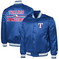 Men's Starter Royal Texas Rangers Printed Logo Varsity Full-Snap Satin Jacket