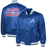 Men's Starter Royal Atlanta Braves Printed Logo Varsity Full-Snap Satin Jacket