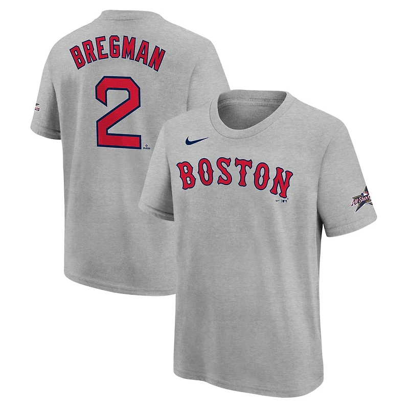 Youth Nike Alex Bregman Heather Gray Boston Red Sox 2025 MLB All-Star Edition Name & Number T-Shirt