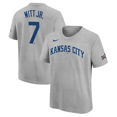 Youth Nike Bobby Witt Jr. Heather Gray Kansas City Royals 2025 MLB All-Star Edition Name & Number T-Shirt