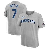 Youth Nike Bobby Witt Jr. Heather Gray Kansas City Royals 2025 MLB All-Star Edition Name & Number T-Shirt