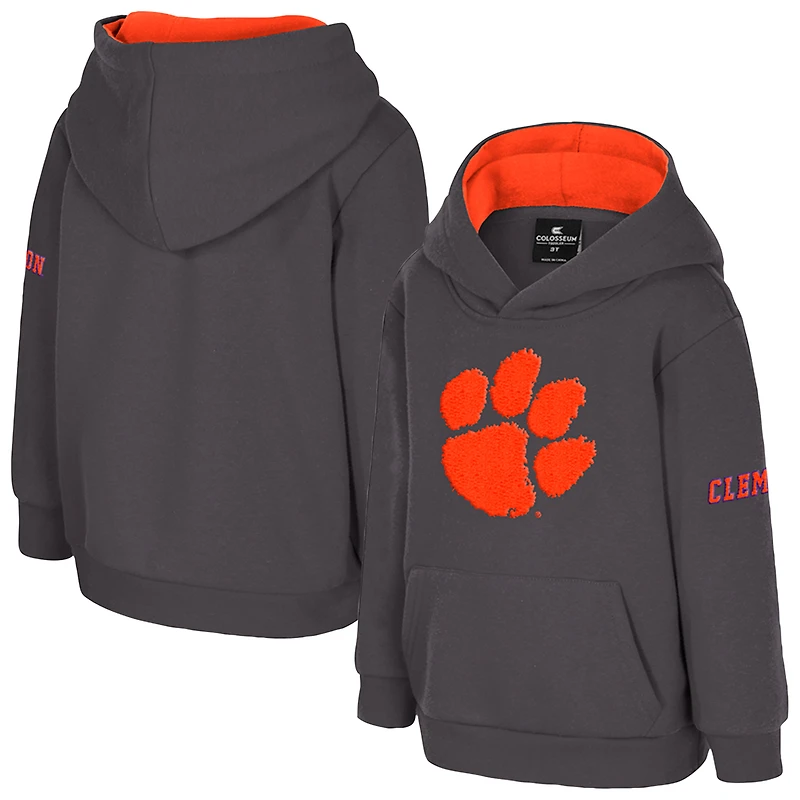 Toddler Colosseum Charcoal Clemson Tigers Big Logo Volume Fleece Pullover Hoodie