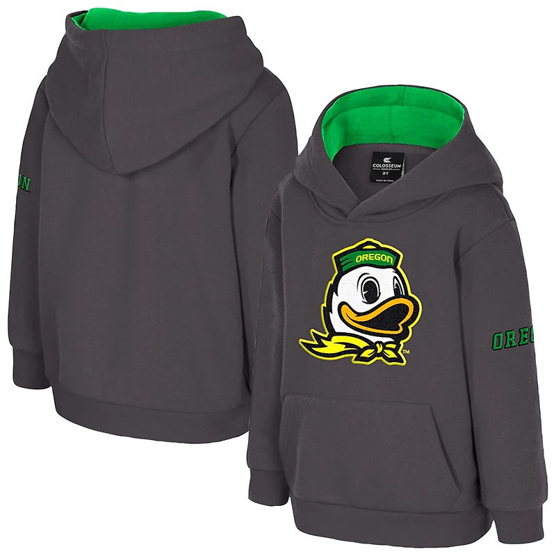 Toddler Colosseum  Charcoal Oregon Ducks Big Logo Volume Fleece Pullover Hoodie
