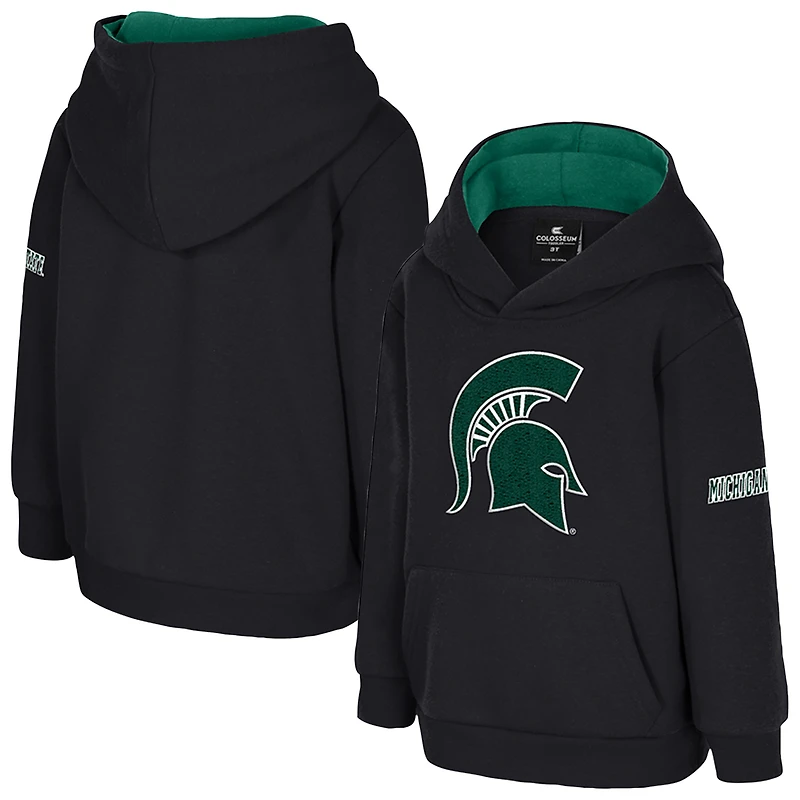 Toddler Colosseum  Black Michigan State Spartans Big Logo Fleece Pullover Hoodie