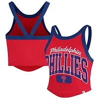 Women's '47  Red Philadelphia Phillies Trendy Team Rally Sporty Cropped Racerback Tank Top
