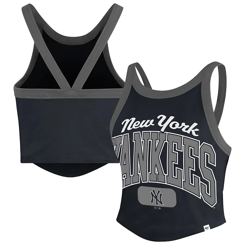 Women's '47 Navy New York Yankees Trendy Team Rally Sporty Cropped Racerback Tank Top