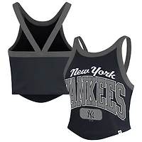 Women's '47  Navy New York Yankees Trendy Team Rally Sporty Cropped Racerback Tank Top