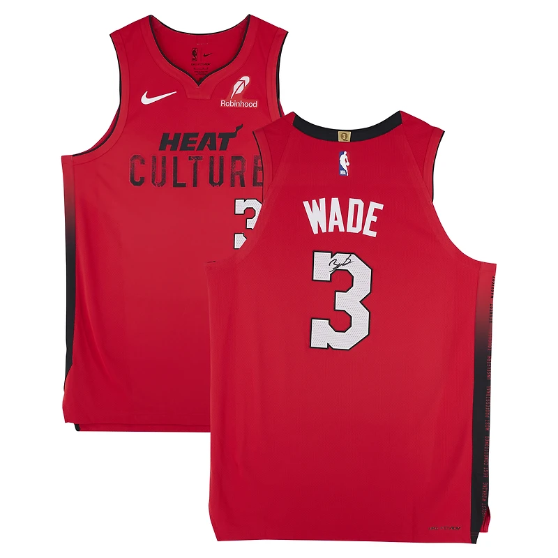 Dwyane Wade Miami Heat Autographed Red Nike 2024-25 City Edition Authentic Jersey