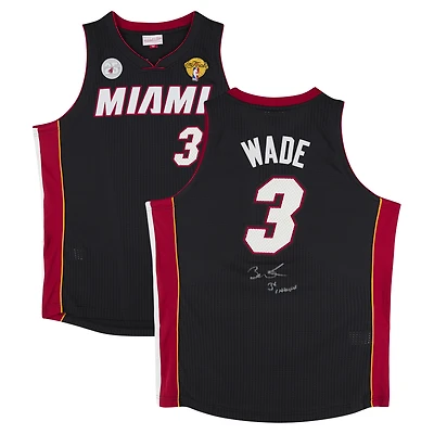 Dwyane Wade Miami Heat Autographed Black Mitchell & Ness 2012-13 Authentic Jersey with "3X Champs" Inscription
