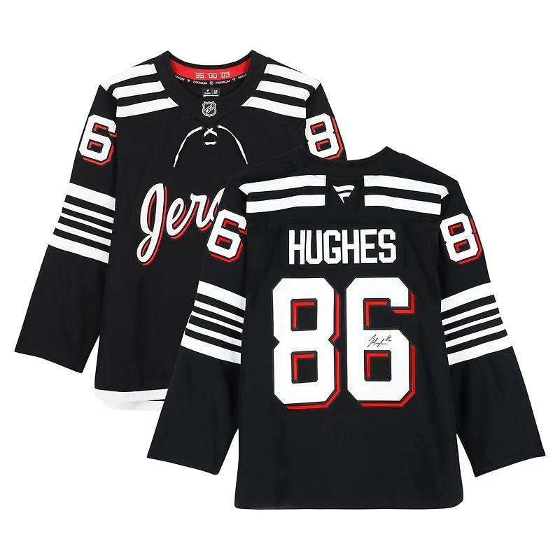 Jack Hughes New Jersey Devils Autographed Black Alternate Fanatics Premium Jersey