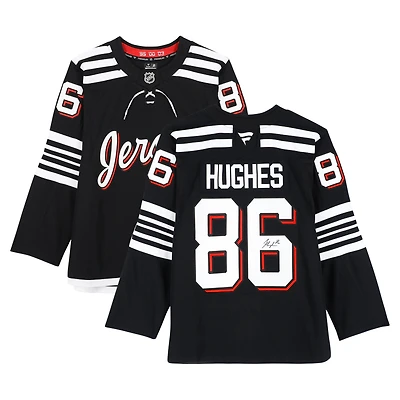 Jack Hughes New Jersey Devils Autographed Black Alternate Fanatics Premium Jersey