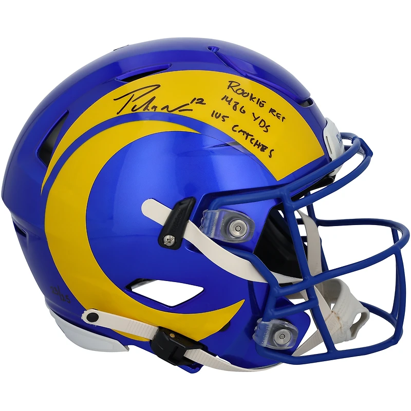 Puka Nacua Los Angeles Rams Autographed Riddell Speed Flex Authentic Helmet with "Rookie Rec 1486 Yds 105 Catches" Inscription - Limited Edition of 25
