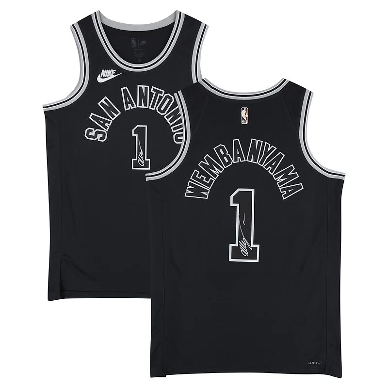 Victor Wembanyama San Antonio Spurs Autographed Black Nike Classic Edition Swingman Jersey - Signed on Front & Back