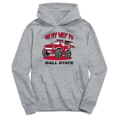 Youth Vive La Fete Gray Ball State Cardinals On My Way To Pullover Hoodie