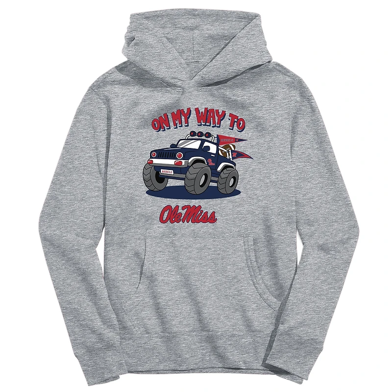Youth Vive La Fete Gray Ole Miss Rebels On My Way To Pullover Hoodie
