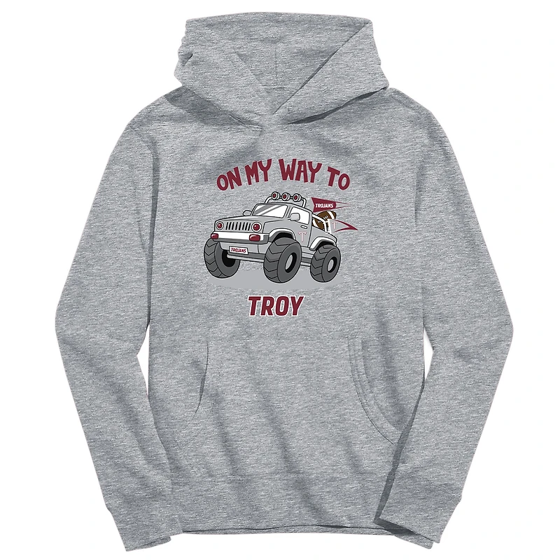 Youth Vive La Fete Gray Troy University Trojans On My Way To Pullover Hoodie