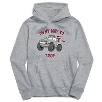 Youth Vive La Fete Gray Troy University Trojans On My Way To Pullover Hoodie