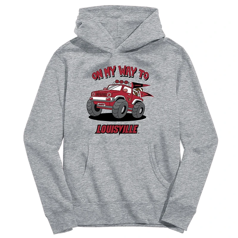 Youth Vive La Fete Gray Louisville Cardinals On My Way To Pullover Hoodie