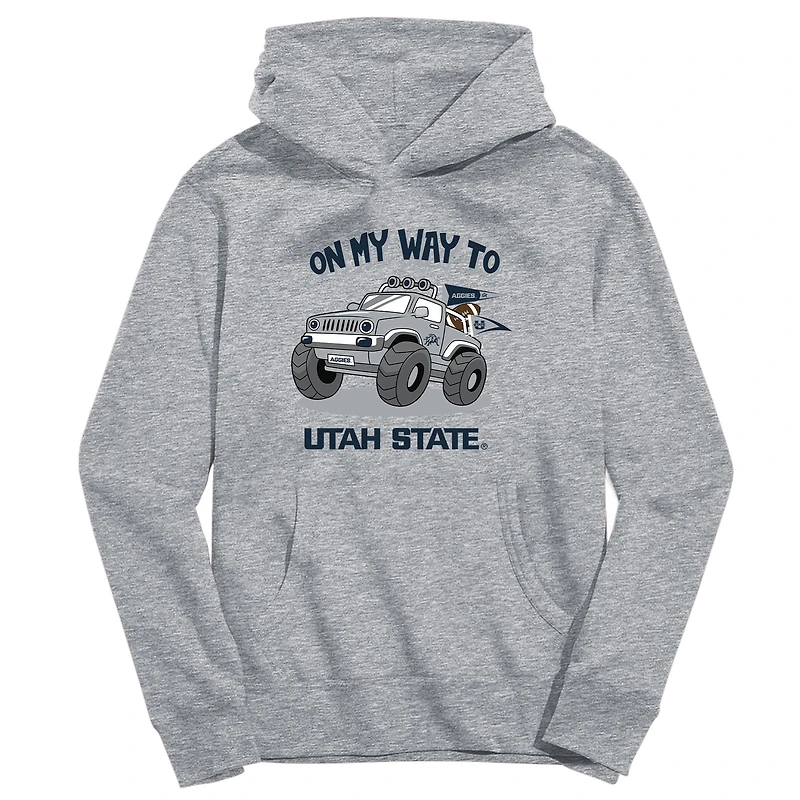 Youth Vive La Fete Gray Utah State Aggies On My Way To Pullover Hoodie