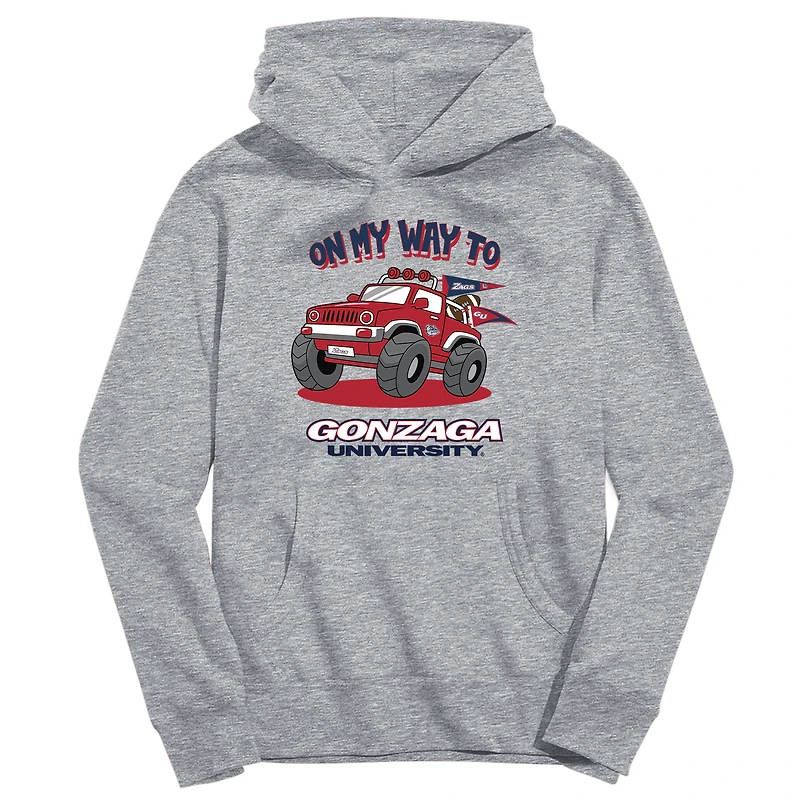 Youth Vive La Fete Gray Gonzaga Bulldogs On My Way To Pullover Hoodie