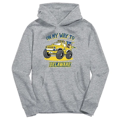 Toddler Vive La Fete Gray Delaware Fightin' Blue Hens On My Way To Pullover Hoodie