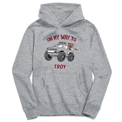 Toddler Vive La Fete Gray Troy University Trojans On My Way To Pullover Hoodie