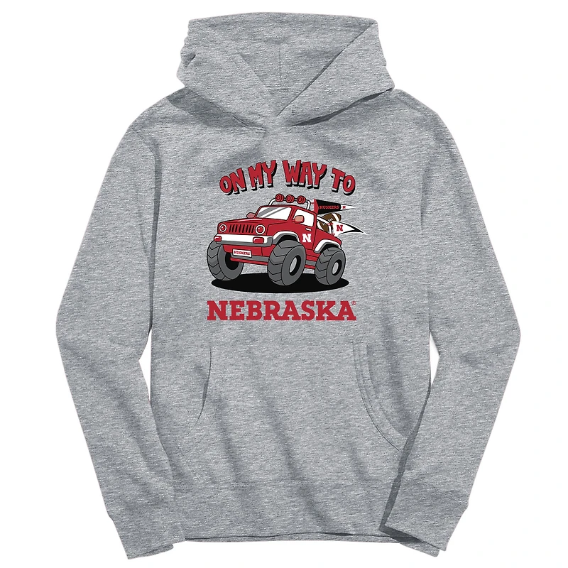 Toddler Vive La Fete Gray Nebraska Huskers On My Way To Pullover Hoodie