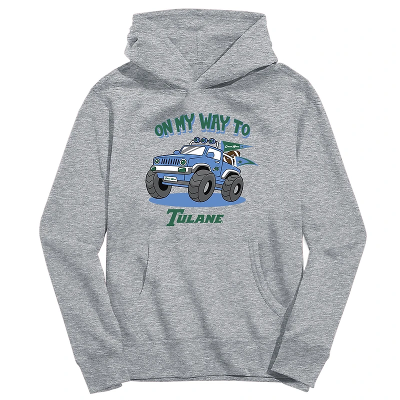 Toddler Vive La Fete Gray Tulane Green Wave On My Way To Pullover Hoodie