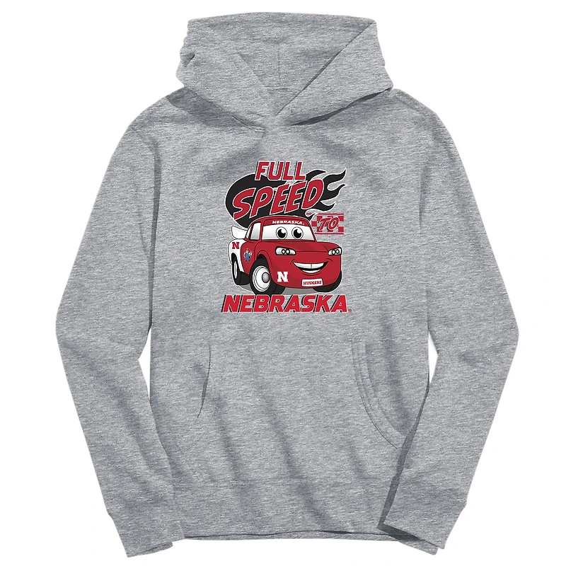 Youth Vive La Fete Gray Nebraska Huskers Full Speed Pullover Hoodie
