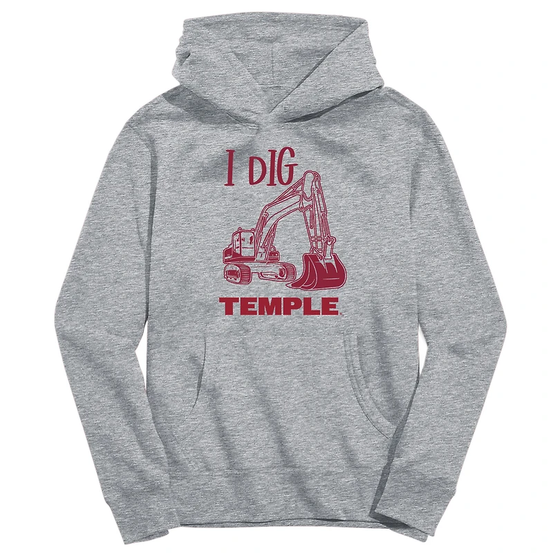 Youth Vive La Fete Gray Temple Owls Excavator Pullover Hoodie