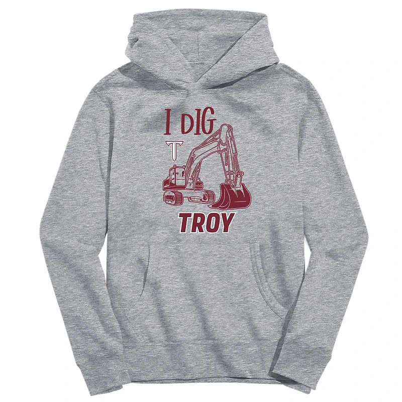 Youth Vive La Fete Gray Troy University Trojans Excavator Pullover Hoodie