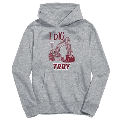 Youth Vive La Fete Gray Troy University Trojans Excavator Pullover Hoodie