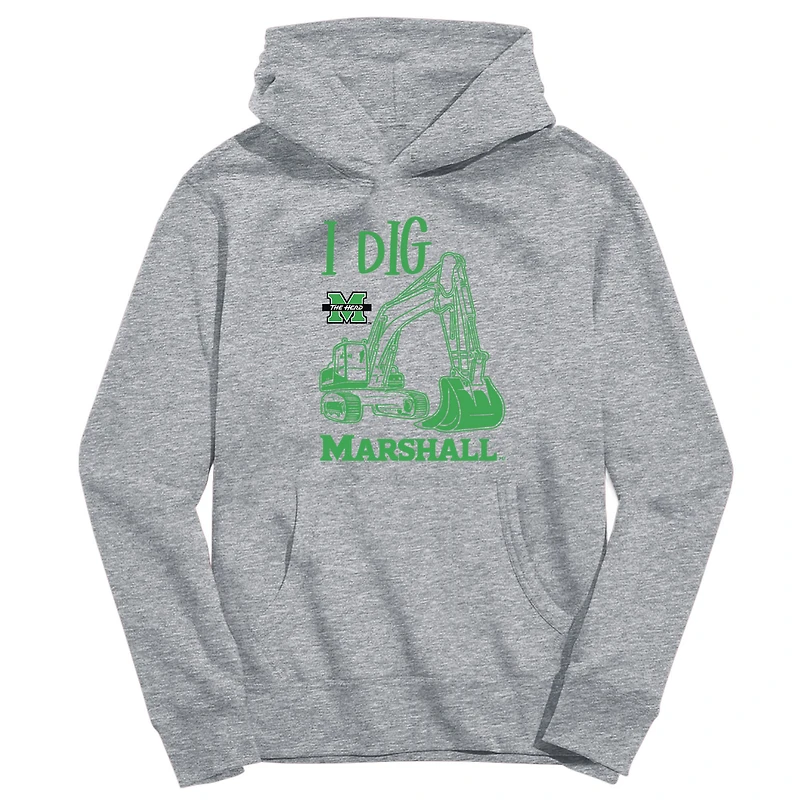 Youth Vive La Fete Gray Marshall Thundering Herd Excavator Pullover Hoodie