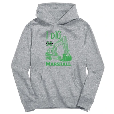 Youth Vive La Fete Gray Marshall Thundering Herd Excavator Pullover Hoodie