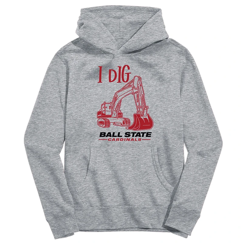 Youth Vive La Fete Gray Ball State Cardinals Excavator Pullover Hoodie