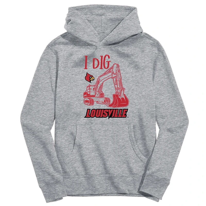 Toddler Vive La Fete Gray Louisville Cardinals Excavator Pullover Hoodie