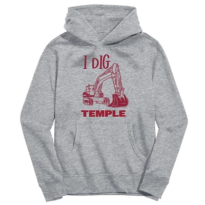 Toddler Vive La Fete Gray Temple Owls Excavator Pullover Hoodie