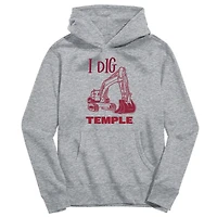 Toddler Vive La Fete Gray Temple Owls Excavator Pullover Hoodie