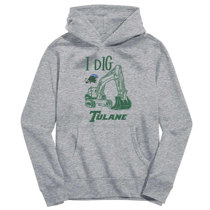 Toddler Vive La Fete Gray Tulane Green Wave Excavator Pullover Hoodie