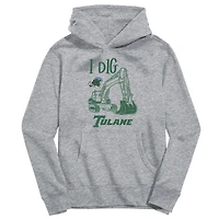 Toddler Vive La Fete Gray Tulane Green Wave Excavator Pullover Hoodie
