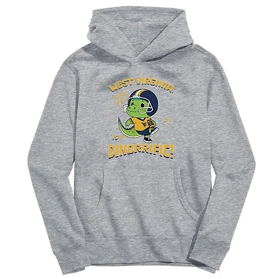 Youth Vive La Fete Gray West Virginia Mountaineers Dino-Rrific Pullover Hoodie