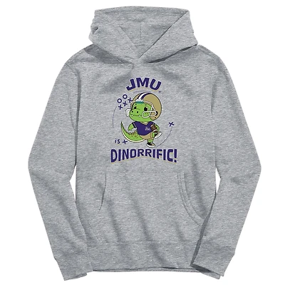 Youth Vive La Fete Gray James Madison Dukes Dino-Rrific Pullover Hoodie