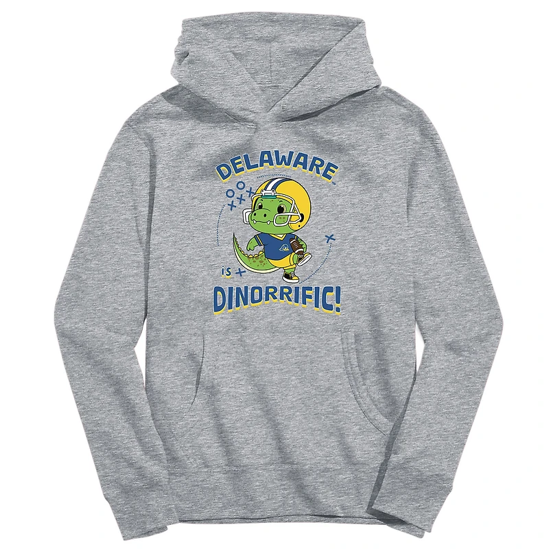 Youth Vive La Fete Gray Delaware Fightin' Blue Hens Dino-Rrific Pullover Hoodie