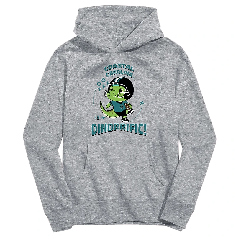 Youth Vive La Fete Gray Coastal Carolina Chanticleers Dino-Rrific Pullover Hoodie