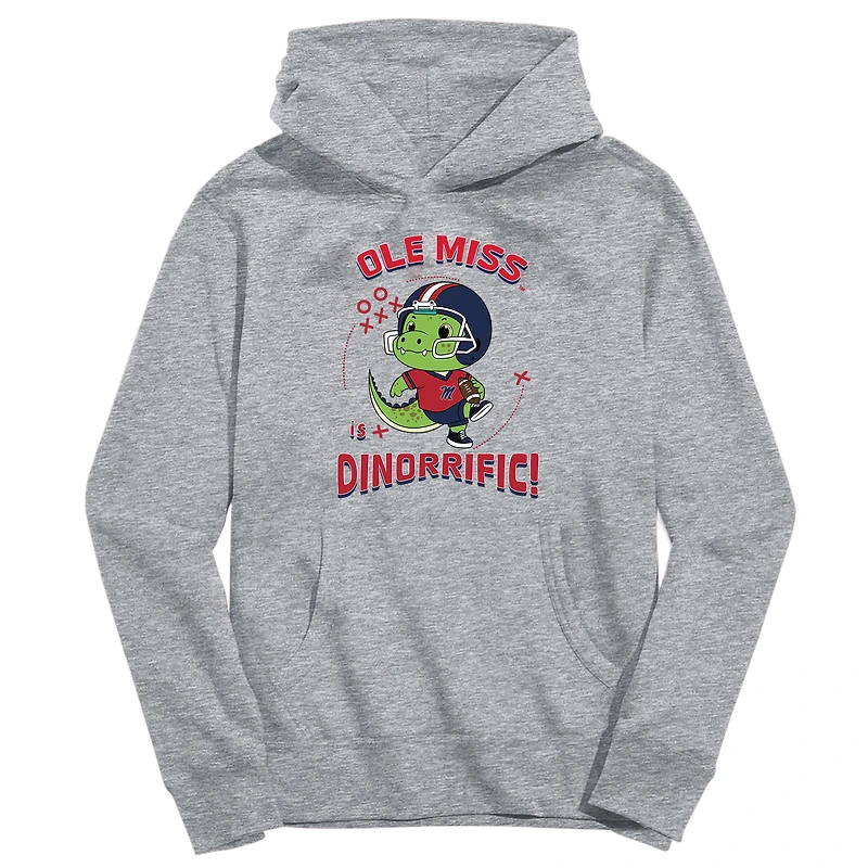 Youth Vive La Fete Gray Ole Miss Rebels Dino-Rrific Pullover Hoodie
