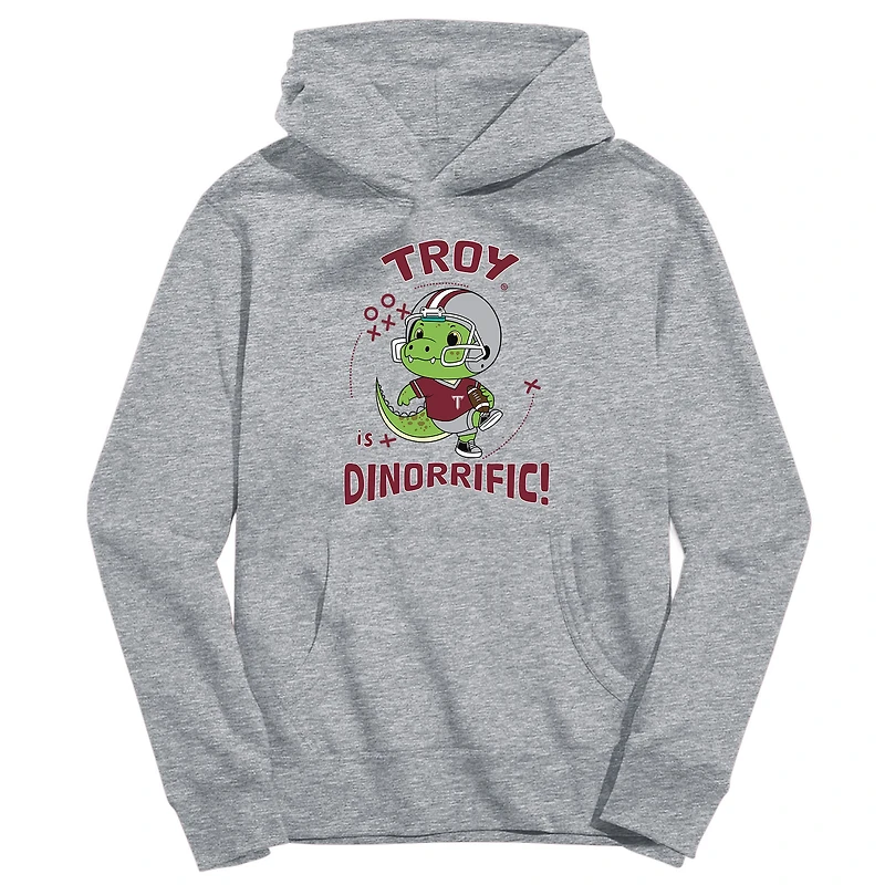 Youth Vive La Fete Gray Troy University Trojans Dino-Rrific Pullover Hoodie