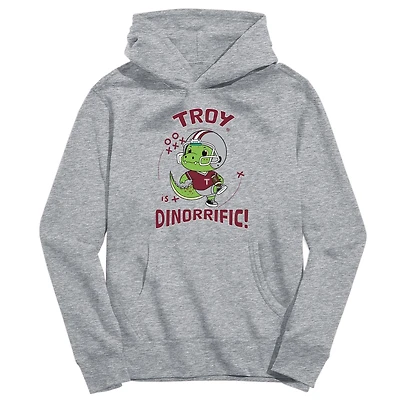 Youth Vive La Fete Gray Troy University Trojans Dino-Rrific Pullover Hoodie